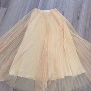 RARE Claudia Li Yellow Pleated Tulle Skirt